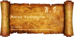 Maros Vincencia névjegykártya